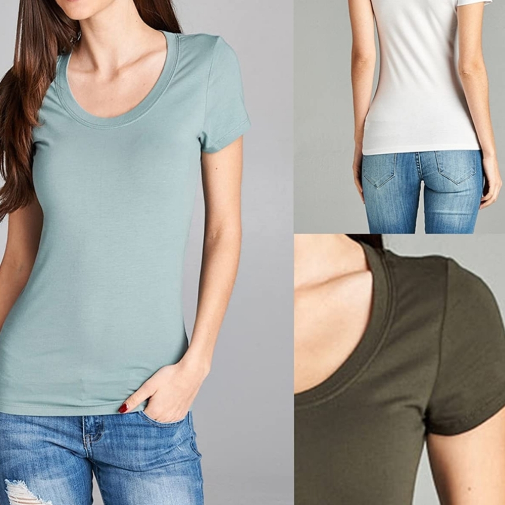 Soft LightWeight Scoop Neck Casual Tee